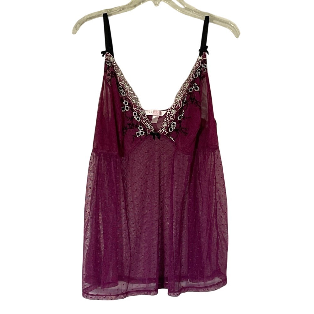 Cacique Embroidered Mesh Babydoll